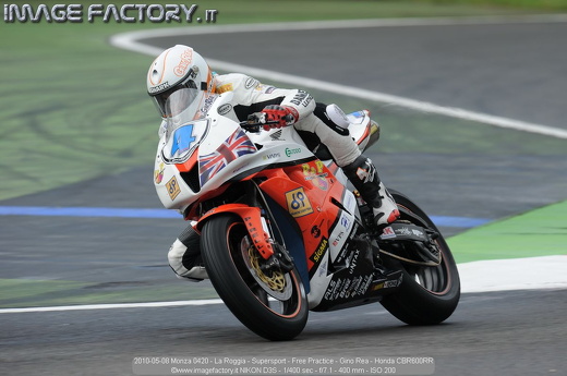 2010-05-08 Monza 0420 - La Roggia - Supersport - Free Practice - Gino Rea - Honda CBR600RR
